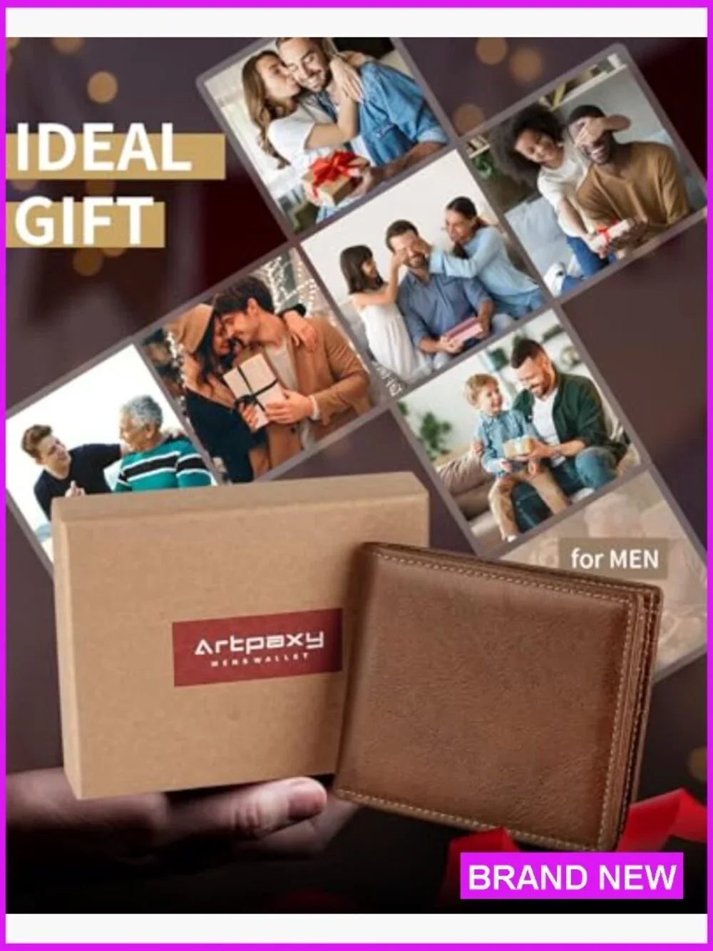 Genuine Leather Bifold RFID Blocking Wallet Men's Classic 13 Card Slots